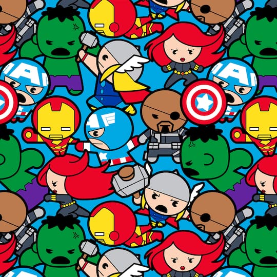 Springs Creative Marvel Kawaii Characters Packed Cotton Fabric